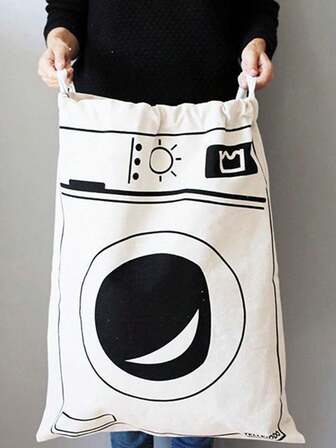 Washing Machine Pattern Drawstring Drawstring Storage Bag, Travel Garments Bag, Machine Washable Garment Drawstring Bag, Large Capacity Laundry Bag, Easily Install Laundry Basket Or Basket, Extra Large Travel Laundry Bag, Heavy Duty Travel Laundry Bag, Laundry Hamper School Organizer Bags Teacher Storage Bags Bag For School School Accessories School Stuff