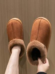 Women's Autumn/Winter Plush Lined Thick Sole Slippers, Comfortable Non-Slip Warm Indoor/Outdoor Soft Luxury Fuzzy Slides