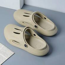 Men's Breathable Hollow-Out Slippers, Soft Sole Medical/Hospital Nurse Shoes, Non-Slip Outdoor Garden Shoes, Fashion Beach/Pool Sandals For Indoor And Outdoor, Comfortable & Non-Slip - Khaki - View 3