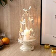 1PC Decorative Birdcage Candle Holders, For Pillar Candles, Black White Vintage Candle Holder, Metal Bird Cage Candle Stands, For Rustic Home Decor Table Wedding Centerpiece Bird Decor