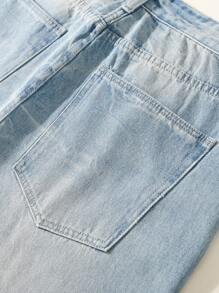 Jeans de pernera ancha y recta suelta, de estilo vintage desgastado y efecto tie-dye en azul claro, de estilo American Streetwear casual y versátil, adecuado como regalo para novio o esposo