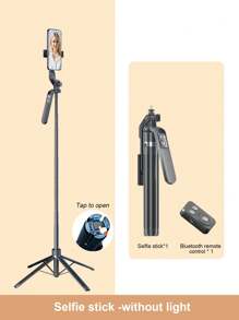 180cm/70.9in Aluminum Alloy Bracket Mobile Phone Bluetooth Selfie Stick Quadrupod, 3-Color Temperature LED Beauty Light, Built-In 7-Key Multi-Function Remote Control Quadrupod, With Its Own Head Compatible With Various Fill Light/Camera Compatible With Iphone Android Phone For Summer Vacation, Travel, Fill Light, Outdoor Activities, Live Streaming Tripod Stand