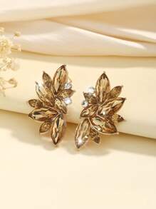 1 Pair Bohemian Metal Rhinestone Encrusted Luxurious Fashion Earrings, Exaggerated Design, High-End Quality, Suitable For Lady And Celebrity