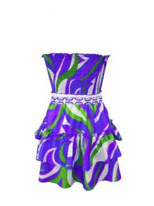 2pcs/Set Women Holiday Casual Colorful Print Tube Top And Ruffle Skirt,Summer Cute Set,Beachwear,Beach Outfits,Vacation Outfits Woman,Summer Outfit,Tropical Vacation Woman Clothes