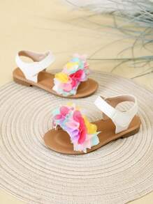 Sandalias planas con estampado floral para niñas para el verano
