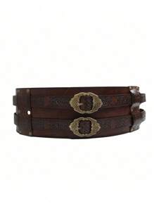 1 Pieza Cinturón vikingo Renacimiento Hombre Cinturón medieval Disfraz Cinturón celta Cosplay medieval Caballero Cinturón ancho Halloween
