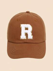 1pc Solid Caramel Color Letter Decor Baseball Cap, For Girls Ages 1-5 Years Old, Suitable For Spring/Summer Everyday Casual Wear - Caramel - View 23