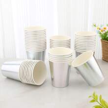 20/50/100pcs 9oz Disposable Paper Cups In Gold, Blue, Red, Laser Silver, Rose Gold Colors, Suitable For Birthday Party, Wedding, Picnic, Family Gathering