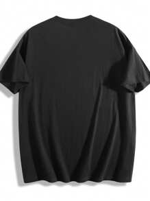 Camiseta de manga corta de algodón puro con cuello redondo para hombre, con estampado DIY de una escena dramática de un rayo que atraviesa las nubes oscuras sobre una ciudad por la noche, Verano 2025