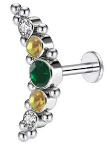 1 件 316L 不锈钢 16G 立方锆唇钉 水晶簇耳钉 耳软骨耳屏耳轮耳甲穿孔饰品