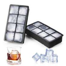 1pc, Silicone Ice Cube Tray, Each Tray Easily Releases 15 Square Ice Cubes, Reusable, Suitable For Fridge, Chocolate, Juice, Large Ice Cubes,(4 Grids/6 Grids/8 Grids)