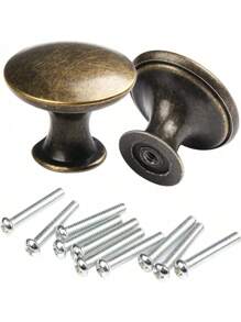 10 piezas de tiradores de gabinete vintage de bronce de 1.18 pulgadas de diámetro, aptos para gabinetes de cocina y muebles del hogar