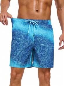 Nouveau style 2 en 1 Shorts de sport bleus pour hommes, Maillots de bain 5 pouces à séchage rapide, Shorts de plage avec doublure de compression, Maillots de bain pour hommes, Shorts de bain VG552-2