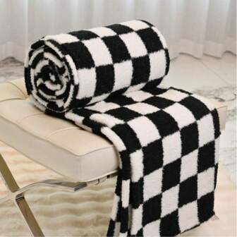 1pc Checkered Flannel Blanket, Thickened Throw Blanket, Suitable For Single Person Nap/Leg Cover, Single Bed Full Body Cover, Double Bed, Men, Women, Cat & Pet, Multi-Purpose Soft & Skin-Friendly Fleece Blanket, Available In Different Sizes