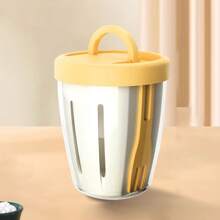 1 pezzo Ciotola per insalata con grande capacità e colino, tazza sigillata minimalista per insalata con forchetta, tazza portatile per scolare l'acqua, tazza filtro per la frutta