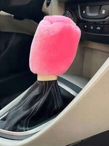 2pcs Plush Hand Brake Cover & Gear Shift Knob Sleeve Set, Soft Comfortable Car Interior Accessories, Suitable For Manual Transmiss