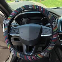 1 pieza Accesorios de protección para el volante del automóvil Estilo bohemio de lino sin anillo interior Funda elástica para el volante Funda elástica para el volante de múltiples colores Todo el año Universal