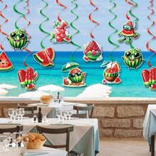 18 Pezzi Decorazioni a spirale da appendere a tema anguria per l'estate, forniture per feste di compleanno estive, spiaggia, piscina e attività all aperto
