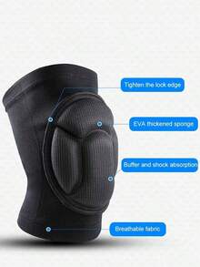 1pc-Thick Sponge EVA Knee Pads, Elastic Knitted Knee Brace, For Men& Women, Thick Breathable Sponge Knee Supports, Suitable For Dancing, Volleyball, Yoga, Household, Kneeling Activities, Black, Weight For 45-80kg Gym Accessories Knee Support Sports Knee Pads Gym Knee Pads - Black - View 7