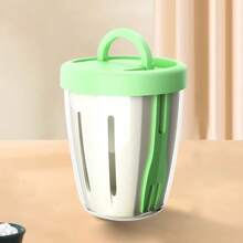 1 pezzo Ciotola per insalata con grande capacità e colino, tazza sigillata minimalista per insalata con forchetta, tazza portatile per scolare l'acqua, tazza filtro per la frutta