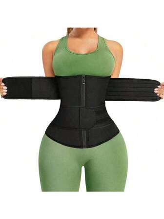 Women's Adjustable Waist Trainer Belt - Black Sauna Sweat Waist Trimmer Belt For Workout Fitness Abdominal Control Waist Shaper, Elastic Polyester Fabric, Handwash Only, Gym Accessory Exercise Waist Belt Suitable For Workout Home Sports And Walk