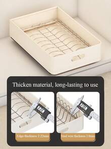 Metal Kitchen Pull-Out Drawer, Carbon Steel Kitchen Cabinet Drawer Pull-Out Cabinet Organizer For Tableware Dishes Bowls, No Drilling Under Sink Shelf For Cabinet Cupboard