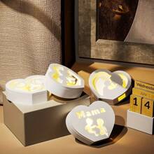 1set/5pcs Mother's Day Love Box Candle Base Ornament Resin Silicone Mold DIY Gypsum Casting Candlestick Decorative Crafts