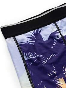 Men's Fashion Coconut Tree Printed Boxer Briefs - Baby Blue - View 3