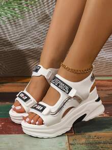 SHIHUA Giày Sandal Thể Thao Đế Xuồng Cao Gót Mới 2025 Cho Nữ, Giày Đi Biển Thường Ngày Tăng Chiều Cao 8CM, Mặc Mùa Hè Với Váy - trắng - Xem 6