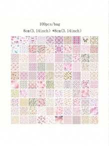 1 Book/100pcs Classic Floral Pattern Paper, 6 Styles, 100 Unique Patterns Options, Suitable For Scrapbook, Journal, Decoration, Memo, Origami, Stationery, Back To School Supplies, A Perfect Small Gift For Back To School