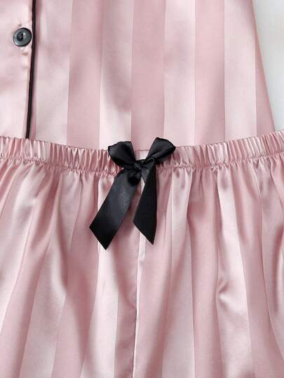 Gestreepte Jacquard Short Sleeve Shorts Pajama Set view 7