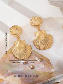 1 par de aretes con decoración de concha, adecuado para uso de mujer en vacaciones, playa, viajes, como regalo