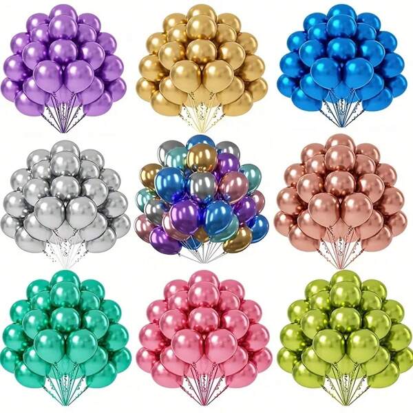 10/30/50pcs Party Balloons, 10 Inch (25.4cm) Metallic Chrome Balloons, Suitable For Birthday, Wedding, Valentine's Day, Thanksgiving, Mother's Day, Halloween, Christmas, New Year, Housewarming, Graduation, Home Decor, Balloon Decorations, Balloon Parties, Photo Booth Backdrop, Still Life Decoration