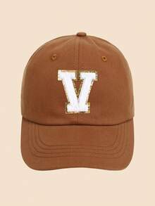 1pc Solid Caramel Color Letter Decor Baseball Cap, For Girls Ages 1-5 Years Old, Suitable For Spring/Summer Everyday Casual Wear - Caramel - View 21