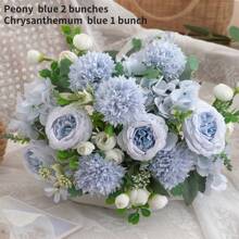3 Buquês Artificiais de Peônia, Hortência e Crisântemo, Flores Artificiais de Toque Real, Buquê de Noiva, Decoração para Casa e Escritório, Arranjos Florais Artificiais Centrais, Decoração de Jardim, Casamento, Aniversário, Chá de Panela