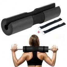 1PC Black Gym Hip Thrust & Barbell Training Pad, With 2 Straps, Thicken Foam ShoulderCushion, Perfect For Gym Workout Weightlifting, Sport Strength Training, Sport, Gym, Home Exercise, Sport Accessories, Gym Accessories, CrossFit Accessories