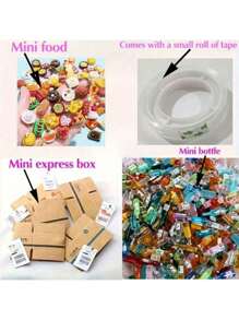 Set de 25pzs/50pzs/100pzs Mini caja de envío de juguete de alimentos y bebidas - Juguetes de cocina de plástico - Miniatura 1:12 para casa de muñecas - Mini alimentos de caja de envío, adornos de sorpresa de resina, regalos pequeños creativos, regalos con forma de mini caja de envío de alimentos y bebidas