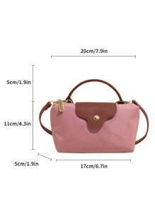 Bolso de mujer de estilo dumpling versátil y casual con tela contrastante, bolso cuadrado minimalista de nylon, bolso de mano de moda, bolso de estilo retro con correa extraíble, bolsos para adolescentes, mujeres estudiantes universitarias, principiantes y trabajadores de oficina, perfecto para oficina, universidad, trabajo, negocios, viajes.