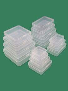 1/3/6 pièces Autocollants Boîte de rangement en plastique, Organisateur de dos, Notes, Emballage, Boîtes de rangement de papeterie, Boîtes à stylos, Boucles de fermeture, Boîtes vides sans grille en PP, Boîtes de rangement en plastique transparent, Accessoires, Boîtes carrées en plastique PP