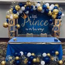 30pcs Navy Blue, White And Gold Glitter Latex Balloons, Suitable For Wedding, Birthday Party, Celebration And Graduation Decoration, Elegant Metallic Feel, Fashionable Balloon Arrangement, Latex Party Balloons, Birthday Decoration