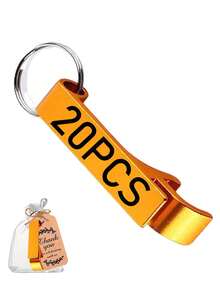 1pc/10pcs/20pcs Personalized Metal Keychain Bottle Opener With Card Bag - Engraved Key Ring Accessory, Ideal For Wedding, Birthday, Anniversary, Baptism Gifts, Promotional Items, Lightweight, Stainless Steel Without Power