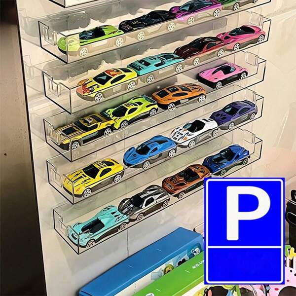 1-2pcs Transparent Thick Acrylic Figurine Display Rack, Wall Mounted Adhesive Organizer Shelf, Made Of PET Material