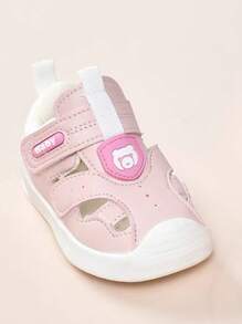 1 Par de sandalias de moda para interior/exterior para niños de 1 a 4 años, diseño patchwork elegante, transpirable, suela de TPR suave, ligero, cómodo, antichoque en la parte delantera, de corte bajo, diseño de fácil de poner, zapatos casuales para caminar en primavera/verano