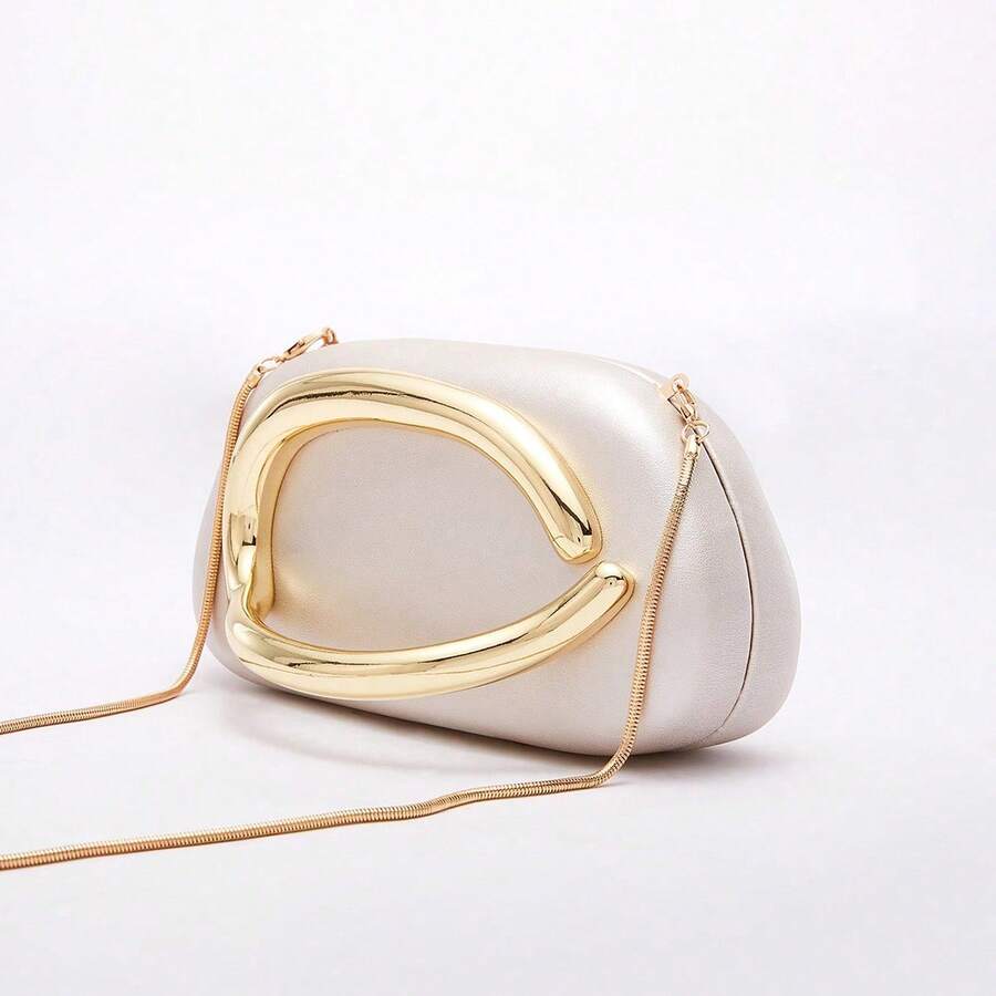 Pearlescent White PU Leather Clutch - Ideal For Valentine's Day, Comfortable And Fashionable, Fashion Handbag, Personalized Gift Option, Accessory 2025, Chic Style For All Occasions, Luxury Feel At Affordable Price - Bright - View 1