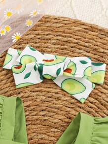 Pelele de volantes con estampado de aguacate para bebé niña