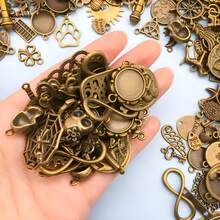 Randomly Mix 20/30/50 Pieces Of Alloy Antique Blue Multiple Style Series Pendant Accessories, Suitable For DIY Necklace, Earring, Keychain Jewelry Making Fashion Accessories. - Random Model - View 3