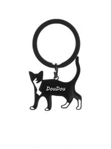 1 Peça Chaveiro Personalizado de Aço Inoxidável - Selecione a Fonte Adequada, Presente para Proprietário de Animação de Estimação, Presente para Amante de Gatos, Presente para Amigos com Nome de Animal de Estimação Personalizado