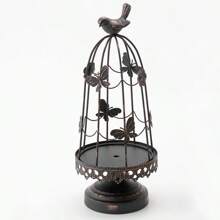 1PC Decorative Birdcage Candle Holders, For Pillar Candles, Black White Vintage Candle Holder, Metal Bird Cage Candle Stands, For Rustic Home Decor Table Wedding Centerpiece Bird Decor