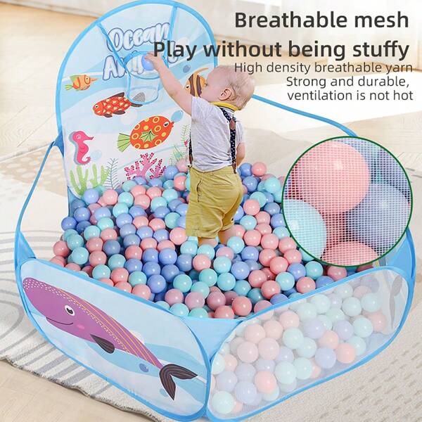 1 pieza Corralito temático para niños, piscina de bolas plegable de tela con estampados de animales de dibujos animados y de océano, juguete de uso doméstico interior para niños y niñas de 3 a 6 años (bolas no incluidas)