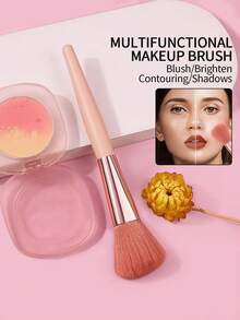1pc Manual Soft Hair Blush Brush Powder Brush Brightening Highlight Brush Beginners Multi-Functional Portable Makeup Tool - Multicolor - View 2